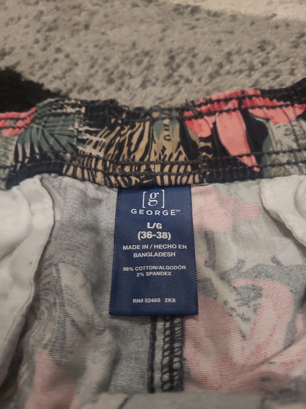 George Mens Shorts Size L Floral Tiger Print Flat Front w/Drawstring Pockets